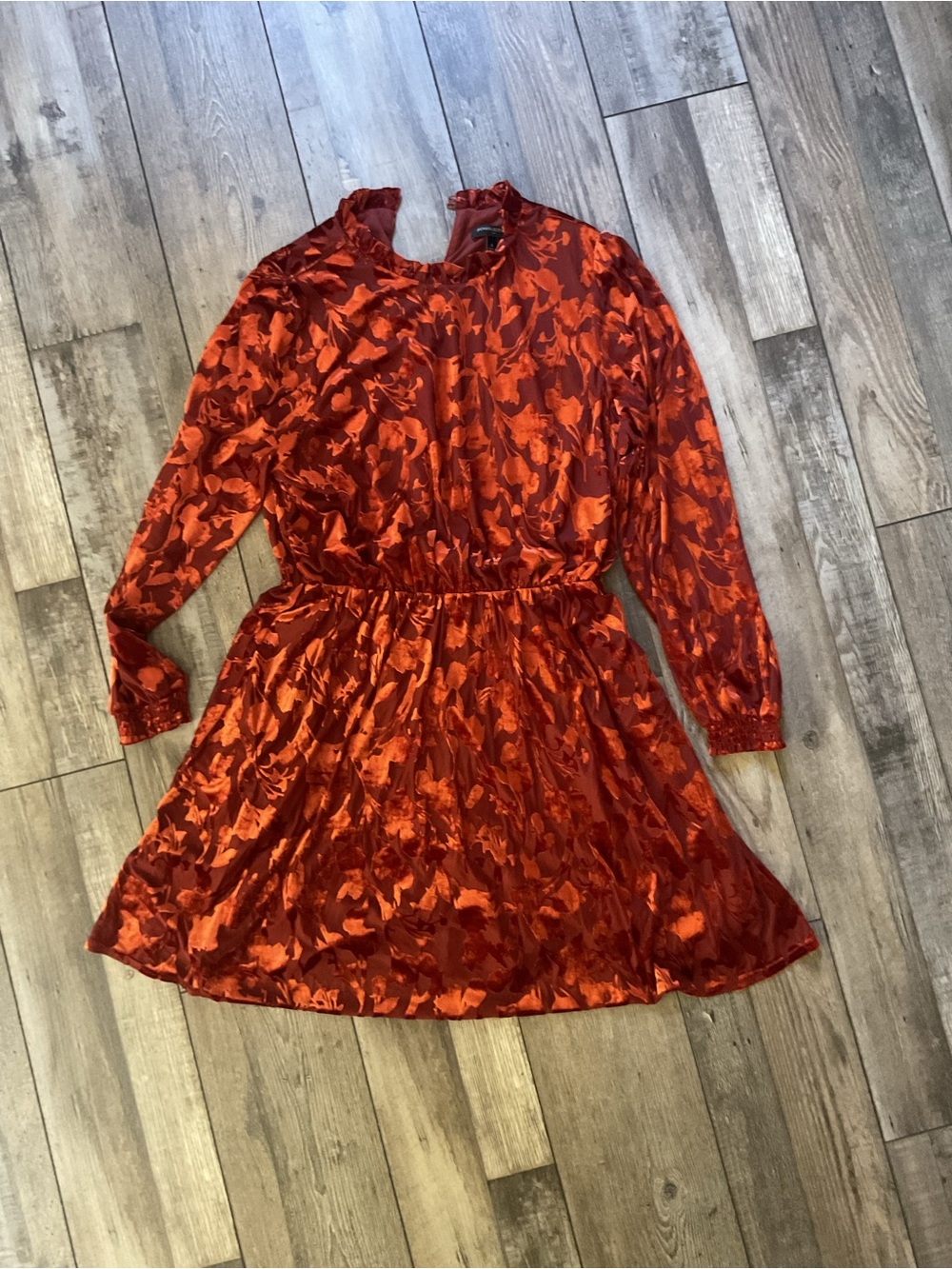 Banana Republic Rust Floral Long Sleeve Midi Dress - Brand